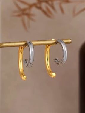 NEW Earrings Front Back Two Tone Gold Silver Demarson Luna Mini STYLE AP29